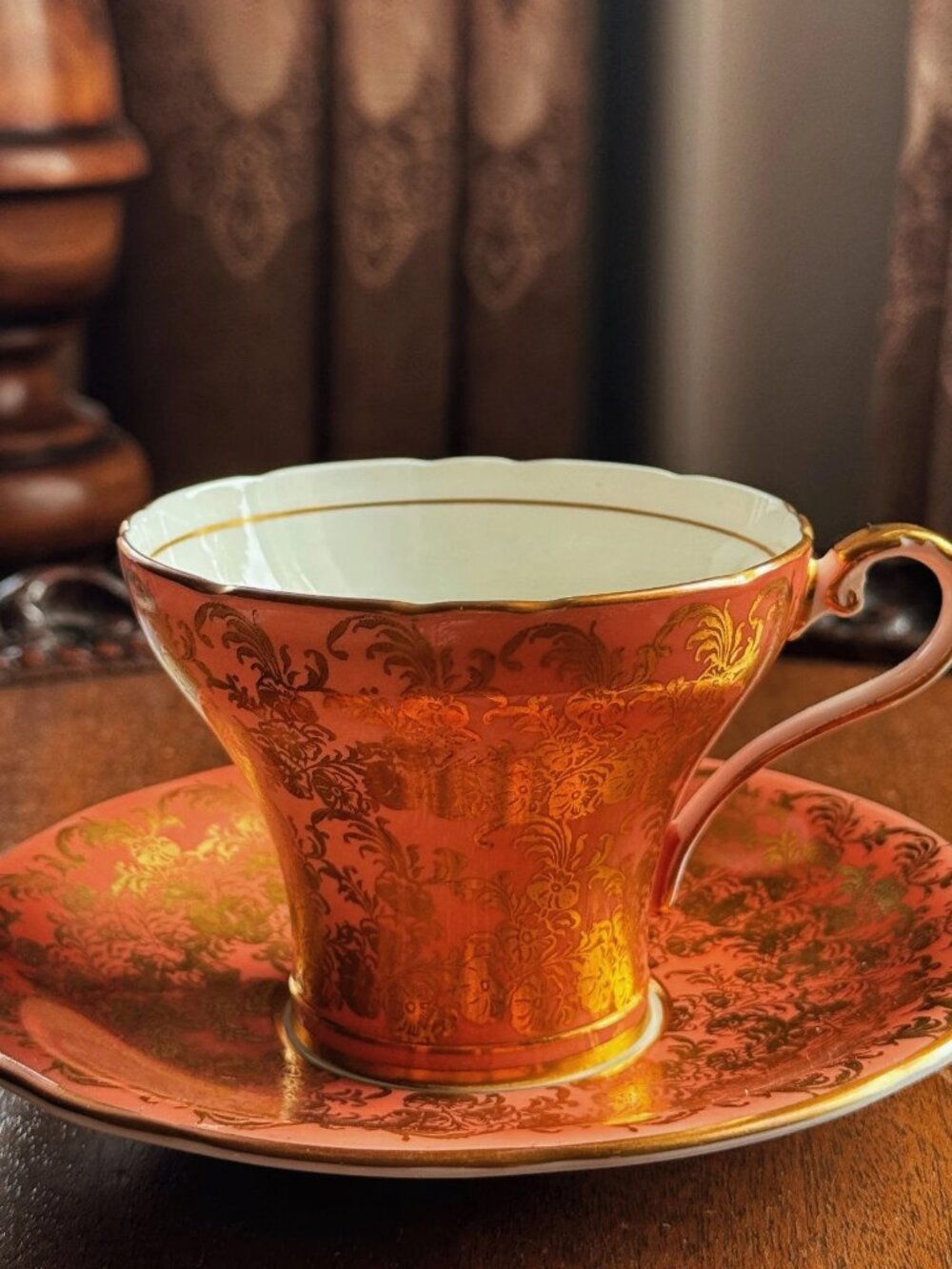 Aynsley C869 Burnt Orange Gold Chintz Teacup